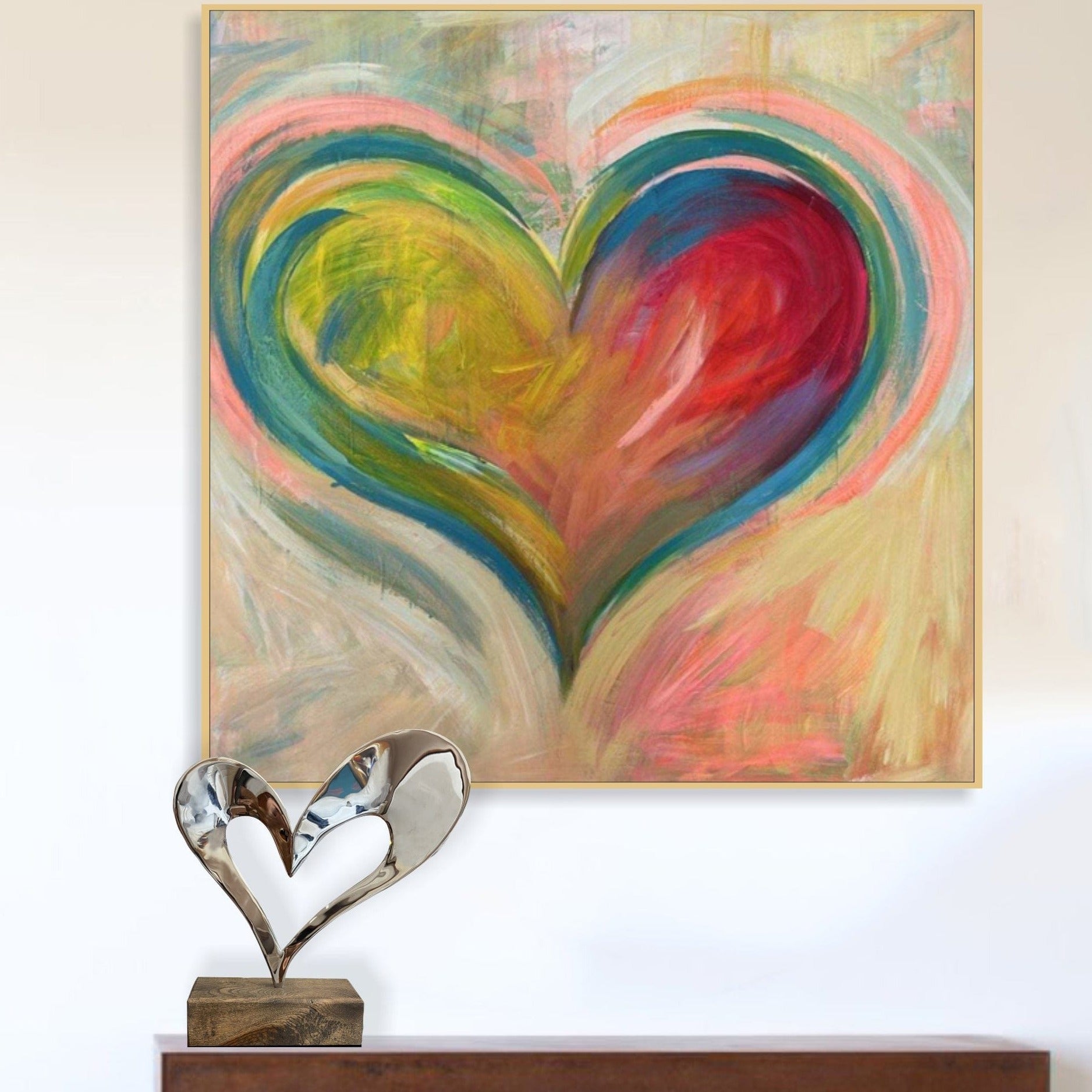 Grandes pinturas originales del corazón sobre lienzo Arte romántico mo