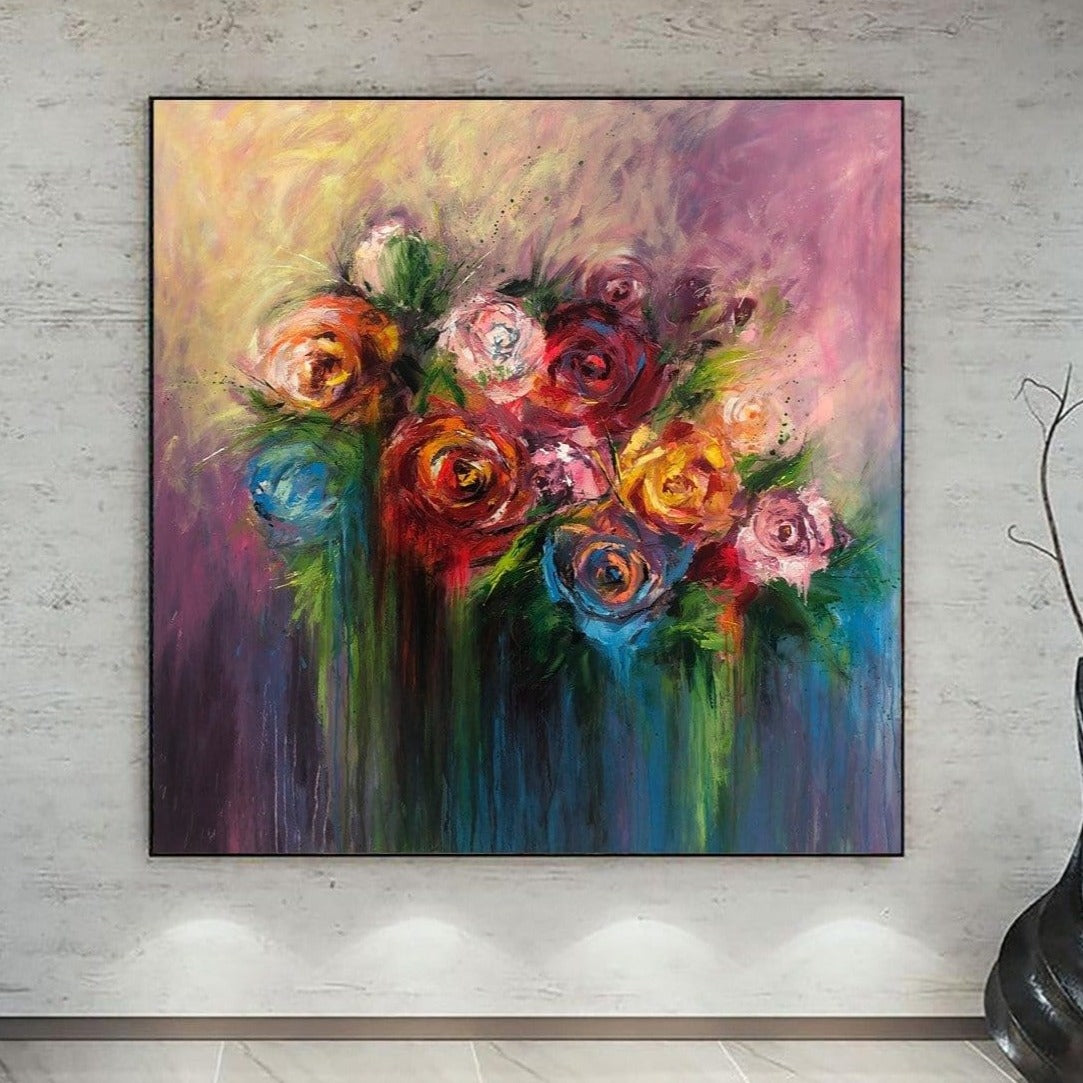 Pin Em Cuadro Con Flores  Pinturas florales, Pinturas abstractas, Cuadros  de arte