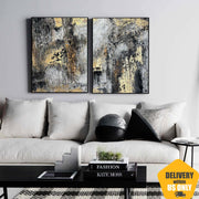 Pinturas al óleo abstractas grandes sobre lienzo Arte de hoja de oro Arte de pared con textura pesada Pintura de lujo Arte original pintado a mano Decoración de pared | ENERGY FLOWS