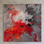 Pintura acrílica abstracta sobre lienzo Pintura roja grande original Pintura blanca Arte de textura | CRIMSON LAKE