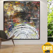 Grandes pinturas abstractas coloridas sobre lienzo Arte expresionista Pintura original para sala de estar | REPRESENTATION 50"x50"