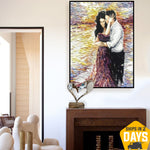 Amor pareja pintura romántica lienzo abstracto grandes pinturas al óleo originales arte de pared abstracto pintura a mano ilustraciones | LOVING COUPLE 20"x16"