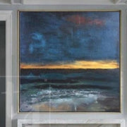 Abstract  Acrylic Painting On Canvas Blue Painting Gold Painting Sunset Painting | STORMY SEA - Trend Gallery Art | Original Abstract Paintings