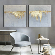 Pintura acrílica abstracta sobre lienzo Juego de 2 pinturas de pan de oro Arte de pared original | GLORY GATE
