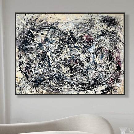 Pinturas de estilo Jackson Pollock sobre lienzo pintura expresionista abstracta en colores azul y amarillo pintura moderna hecha a mano | CHAOTIC DREAMS
