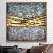 Original Abstract Colorful Paintings On Canvas Gold Leaf Wall Art Unique Gold And Blue Luxury Painting Hand Painted Art for Home Decor | RAYS - Trend Gallery Art | Original Abstract Paintings