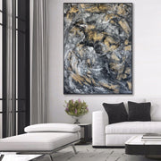Pintura abstracta azul Pintura marrón Pintura del océano Pintura acrílica sobre lienzo | POURING RAIN