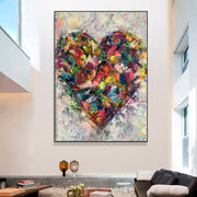 Large Abstract Paintings On Canvas Heart Painting Romantic Wall Art Colorful Wall Art Gift For Couple Modern Wall Art For Living Room Framed | LOVE EXPRESSION - Trend Gallery Art | Original Abstract Paintings