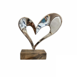 Abstract Heart Metal Sculpture Romantic Polished Metal Sculpture Table Desktop Hand Carved Art Aesthetic Decor | LOVING HEART 21.6"x15.7"