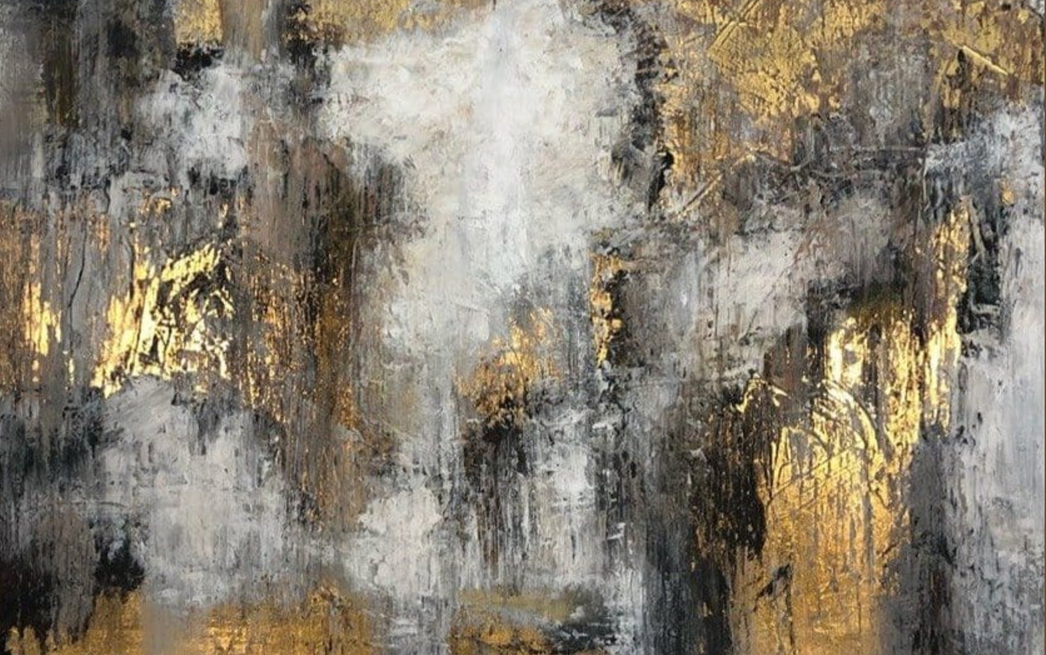 Pinturas al óleo abstractas grandes sobre lienzo Arte de hoja de oro A