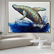 Grandes pinturas abstractas de ballenas sobre lienzo Animal Impasto pintura al óleo arte de la pared pintura hecha a mano texturizada Bellas Artes | GREAT WHALE
