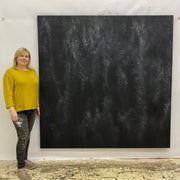 Pintura negra abstracta Lienzo Arte de textura pesada Pintura pastosa Estilo loft Arte Cuadrado negro Pintura oscura Pintura de lujo Pintada a mano | TOTAL BLACK