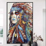 Arte abstracto de la lona Pintura nativa americana Arte de la pared india americana Arte de la mujer nativa americana Arte de la pared india Pintura al óleo original | INDIAN WOMAN