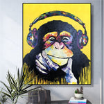 Pinturas de monos coloridos abstractos sobre lienzo Arte animal original Pintura al óleo de empaste texturizado Pintura colorida | YOUR VIBE