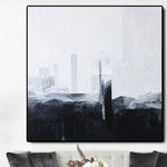 Arte de pared de pintura en blanco y negro acrílico abstracto | DISTRICT