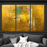 Pintura abstracta Pintura original de gran tamaño Pintura amarilla Pintura dorada para la decoración de la pared del hotel | GOLD RUSH