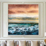 Pintura de océano grande Pintura de mar original Pintura de olas abstractas Pintura de paisaje colorido | BREATHING OF THE SEA