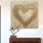 Original hoja de oro pintura corazón pintura oro corazón San Valentín regalo paleta cuchillo arte boda regalo romántico pared arte | HUGE LOVE