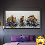 abstracto bisonte ilustraciones animales originales pintura sobre lienzo decoración pintada a mano creativa para el hogar | PACK OF BISONS 23"x46"