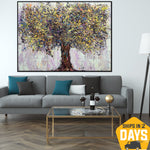 Pinturas al óleo de árboles coloridos creativos Arte de pared abstracto Arte texturizado moderno para decoración del hogar | EMOTION TREE 33.5"x45"