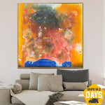 pintura de puntos coloridos sobre lienzo gran abstracto lavado colores arte de pared de pintura texturizada creativa para decoración de sala de estar | AMNESIA 50"x50"