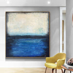 Extra grande Original océano pared arte azul mar pintura abstracta sobre lienzo pintura acrílica sobre lienzo | SEA HORIZON