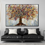 Pintura de árbol colorido original sobre lienzo Arte moderno de pared contemporáneo para decoración del hogar | JOY TREE