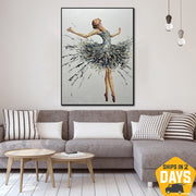 Pintura enmarcada de bailarina original Arte de pared de ballet colorido Arte de empaste abstracto para decoración de habitaciones | BALLERINA ANNA 40"x30"