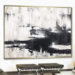 Lienzo de arte de pared de gran tamaño Pintura en blanco y negro Pintura de arte contemporáneo | WINTER NIGHT