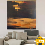 pintura de arena original sobre lienzo arte colorido tormenta de arena pintura de arena naranja arte de pared creativo para sala de estar | SANDSTORM 49"x49"