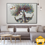árbol abstracto original pintura sobre lienzo naturaleza creativa pintura al óleo empaste ilustraciones para decoración del hogar | ONCOMING SPRING 24"x36"