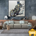 Pinturas abstractas de motocicletas sobre lienzo Arte de pared original de Motorsport Impasto para el hogar | OBSESSION 40"x40"
