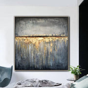 Large Original Abstract Oil Painting Modern Wall Art Contemporary Wall Decor | GOLD RAIN - Trend Gallery Art | Original Abstract Paintings