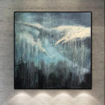 Extra grande pintura abstracta azul mar lienzo arte negro pared arte mar pintura ola pintura | RAGING STORM