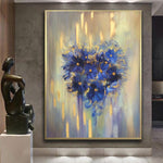 Pintura de flores de colores extragrandes, arte de pared muy Peri romántico, pintura abstracta, arte de Hotel | FLOWER HEART