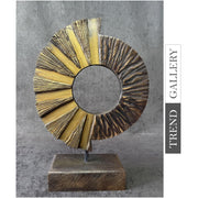 Creative Round Wood Sculpture Abstract Eclipse Original Hand Carved Home Decor | ELEGY 17.7"x11.4" - Trend Gallery Art | Original Abstract Paintings