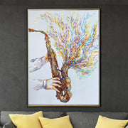 Grandes pinturas abstractas de saxofón sobre lienzo Jazz Art Contemporary Art Musician Gift Impasto Painting Music Instrument Art | A LITTLE BIT OF JAZZ