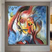 Pintura abstracta original Pintura colorida Cara Pintura de arte abstracto Pintura abstracta de lienzo al óleo | INTUITION