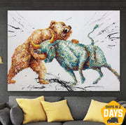 Pintura de toro de arte abstracto Extra grande, pintura grande, pintura de animales, pintura enmarcada, pintura de oso, arte de pared moderno | UNSTABLE MARKET 34"x46"