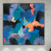 Lienzo de pintura azul abstracto, pintura al óleo Original, lienzo acrílico moderno, arte de pared, arte abstracto texturizado, pintura colorida para decoración del hogar | BLUE JAZZ