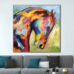 Pinturas de caballos originales grandes sobre lienzo Pinturas al óleo coloridas Arte de pared de animales Decoración de oficina Pintura texturizada moderna | RAINBOW HORSE