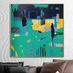 Pinturas coloridas abstractas originales sobre lienzo Pintura abstracta moderna de la ciudad Pintura al óleo texturizada Acrílico Bellas artes | ORDINARY CITY