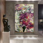 Pinturas al óleo abstractas originales sobre lienzo ramo de flores pintura colorida decoración de pared artística contemporánea moderna | BOUQUET OF FLOWERS