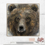 Pintura de oso Original, arte de pared de oso abstracto, retrato de Animal realista, obra de arte monocromática, pintura de animales salvajes, arte de pared contemporáneo | KIND BEAR