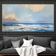 Pintura de paisaje de mar grande sobre lienzo Arte de pared de océano abstracto Pintura texturizada hecha a mano Arte marino para decoración de habitación | SEA SERENITY