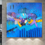Pinturas azules grandes sobre lienzo Pintura de grafiti abstracto Pintura original hecha a mano Artista de Ucrania | BLUE GRAFFITI