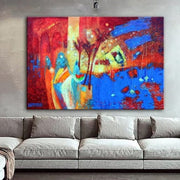 Pinturas rojas y azules originales sobre lienzo Arte abstracto colorido Pintura hecha a mano Soporte Ucrania Artista Decoración de la pared | MIX UP