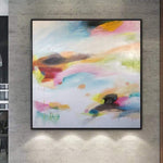 Gran pintura colorida sobre lienzo Arte abstracto blanco Arte de pared contemporáneo | WATERCOLOR SUNSET