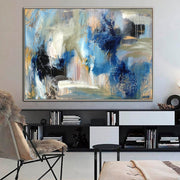 Pintura colorida abstracta sobre lienzo Arte de pared azul Obra vívida Arte de textura pesada Pintura al óleo original para decoración de habitación estética | MARE IMBRIUM