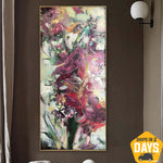 Lienzo abstracto Flores Ramo Pintura Pintura al óleo colorida Arte de la pared Arte fino abstracto para la decoración de la sala de estar | BOUQUET OF FLOWERS 35.43"x15.74"